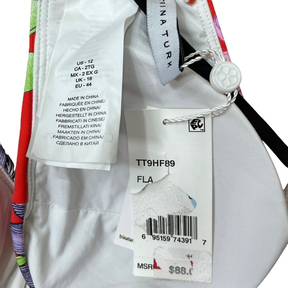 Tina Turk Swim NWT Shangri La Triangle String Bikini Top Flame Red UPF 50+ 12 - Picture 8 of 12